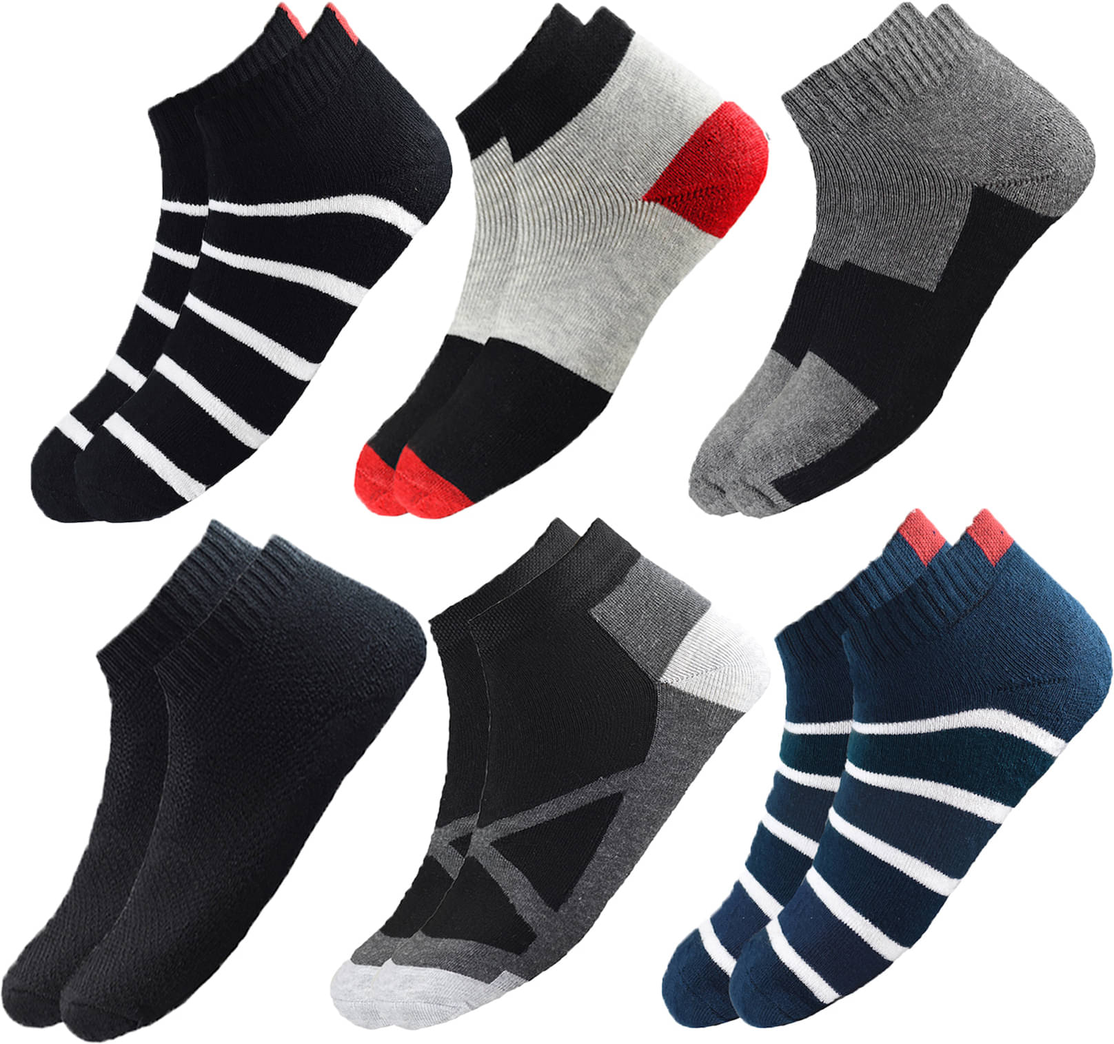hicode Cotton Men's Colorblock Multicolor Ankle Length Socks ( Pack of 6 ) hicode Cotton Men's Colorblock Multicolor Ankle Length Socks ( Pack of 6 )