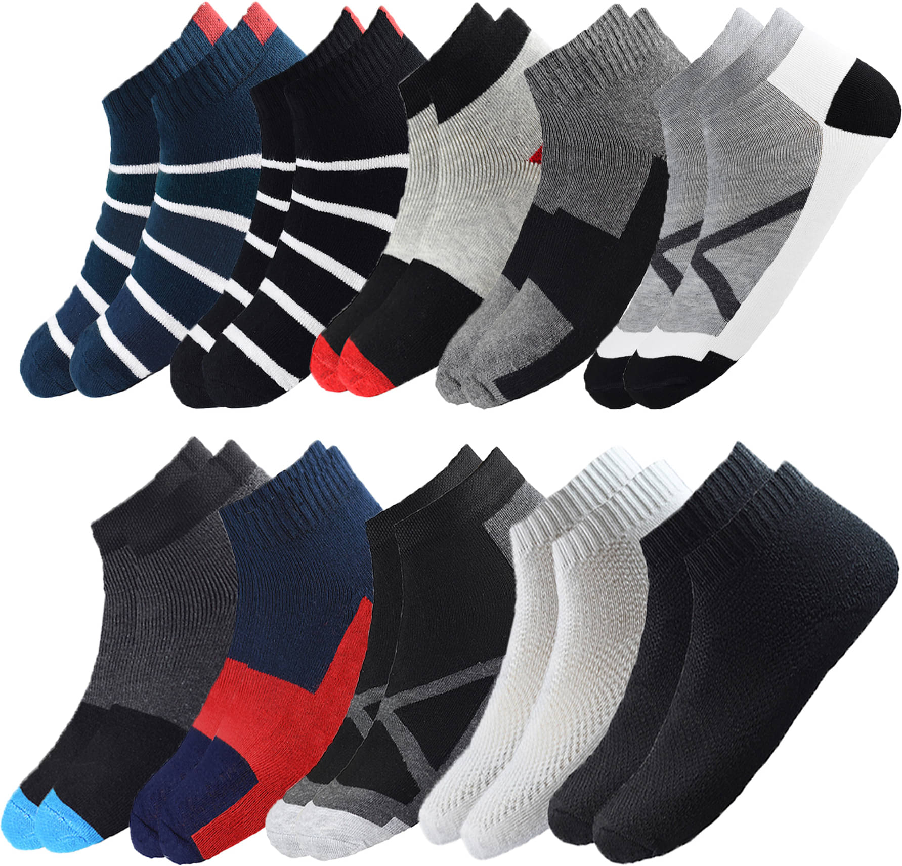 hicode Cotton Men's Solid Multicolor Ankle Length Socks ( Pack of 10 ) hicode Cotton Men's Solid Multicolor Ankle Length Socks ( Pack of 10 )