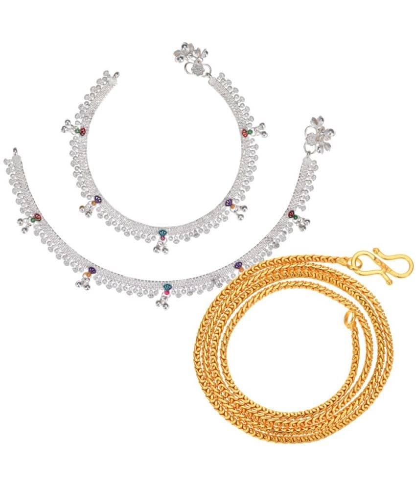 AanyaCentric Multicolor Anklets ( Pack of 3 ) AanyaCentric Multicolor Anklets ( Pack of 3 )