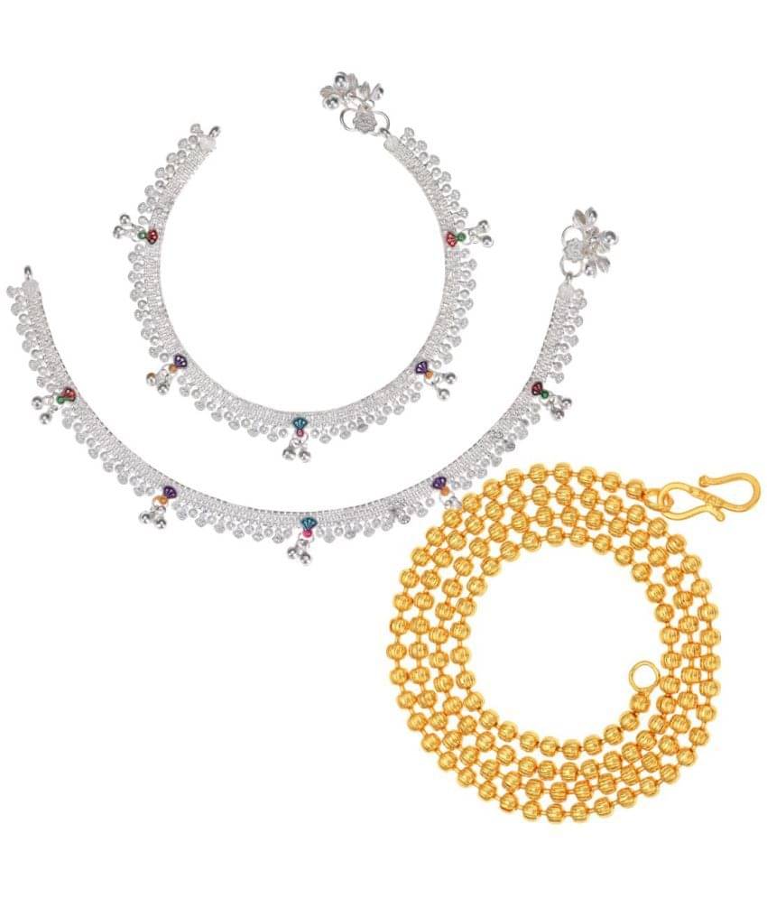 AanyaCentric Multicolor Anklets ( Pack of 3 ) AanyaCentric Multicolor Anklets ( Pack of 3 )