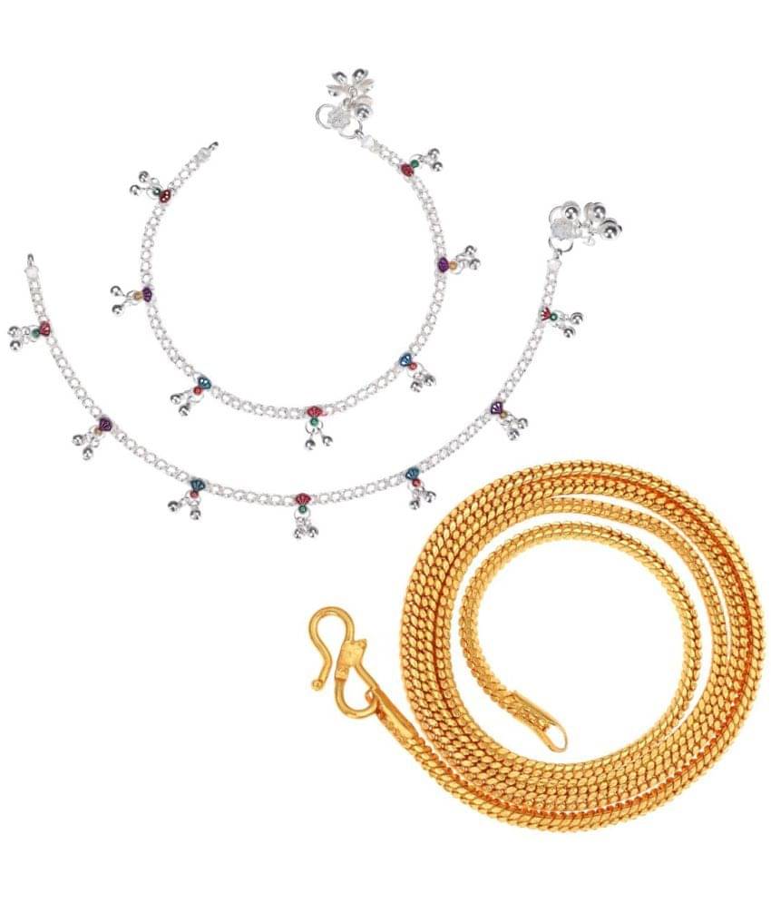 AanyaCentric Multicolor Anklets ( Pack of 3 ) AanyaCentric Multicolor Anklets ( Pack of 3 )