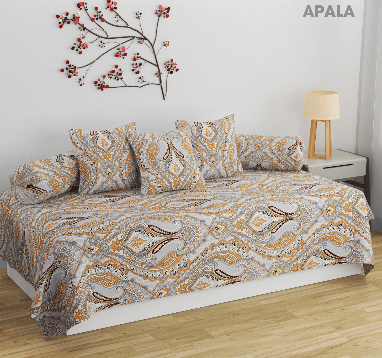     			Apala Cotton Ethnic Diwan Set 6 Pcs - Gold