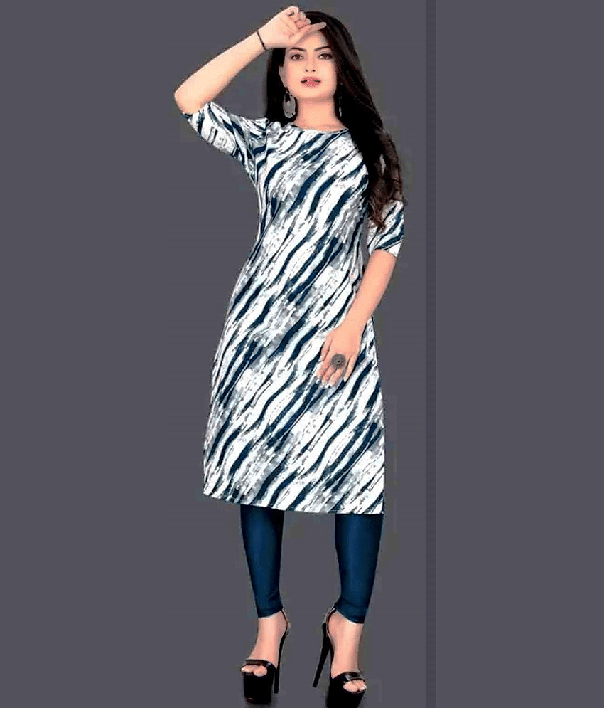 DESIGHER DREAM Crepe Printed A-line Women's Kurti - Blue ( Pack of 2 ) - Kurtis, Tunics | Buy online on ZillyBuy
