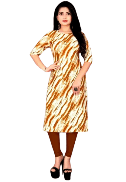 Designer Dreams Crepe Printed A-line Women's Kurti - Yellow ( Pack of 2 ) Designer Dreams Crepe Printed A-line Women's Kurti - Yellow ( Pack of 2 )