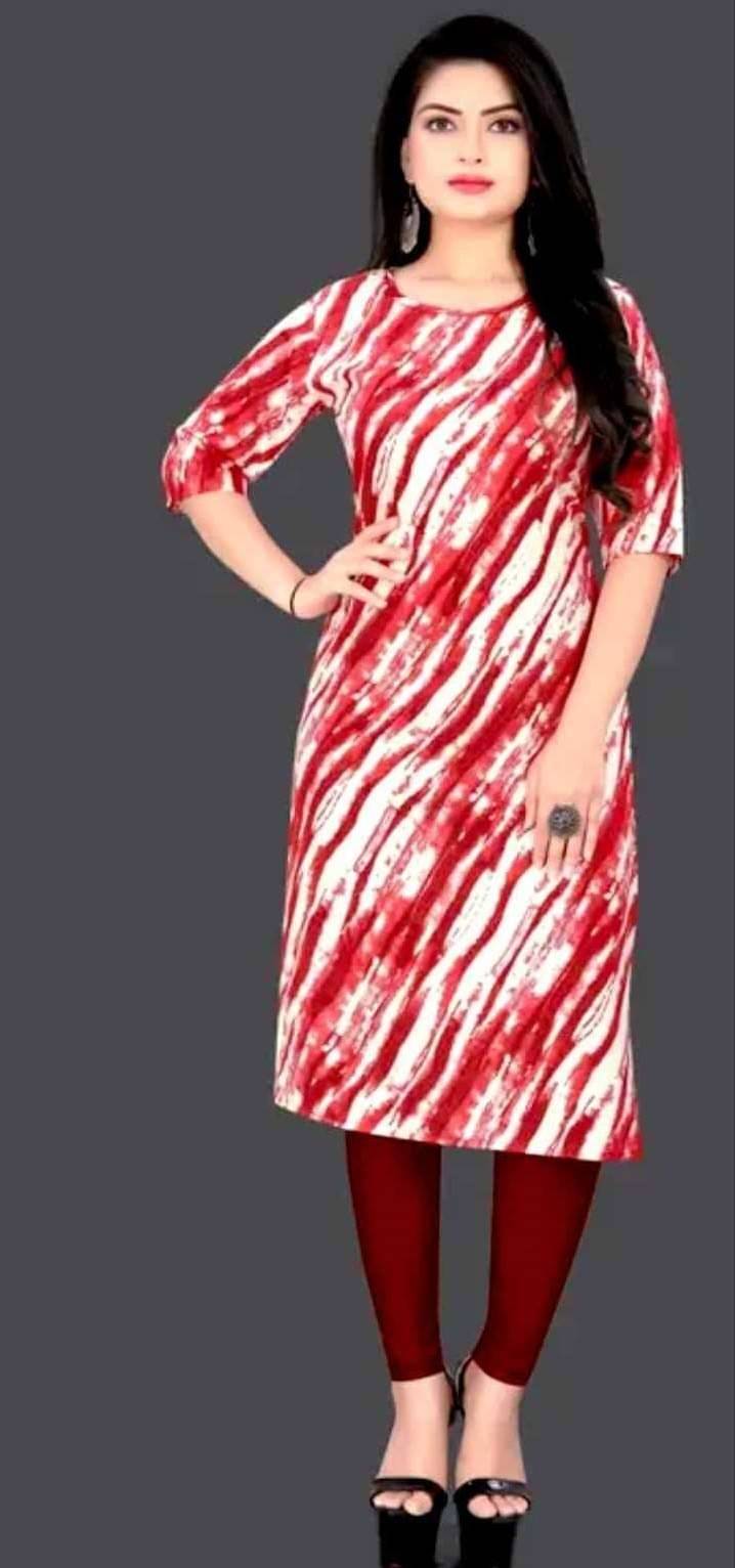 Designer Dreams Crepe Printed A-line Women's Kurti - Red ( Pack of 2 ) Designer Dreams Crepe Printed A-line Women's Kurti - Red ( Pack of 2 )