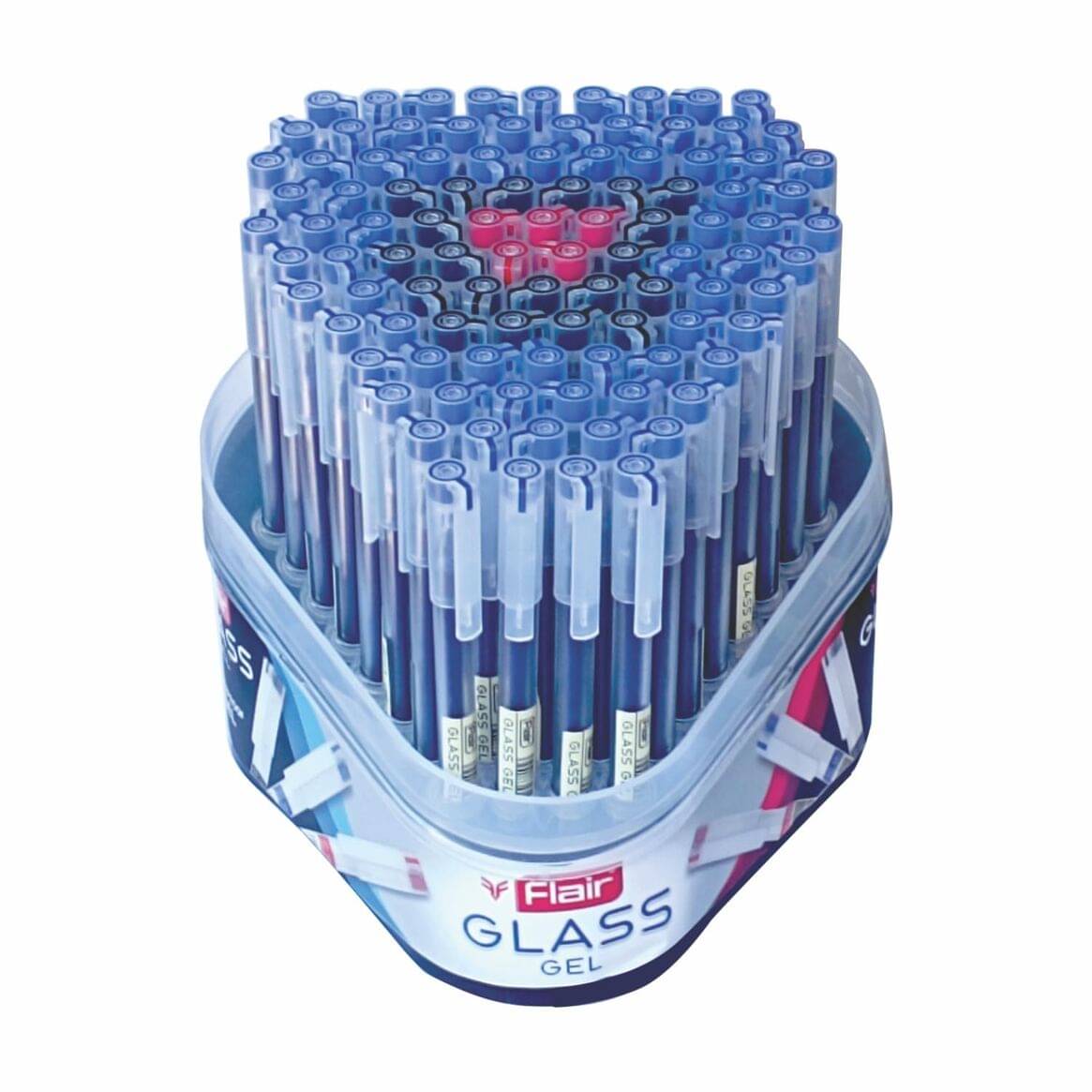     			Flair Glass Gel Pen Blue, Black & Red Ink, Tumbler Set Of 100 Pens