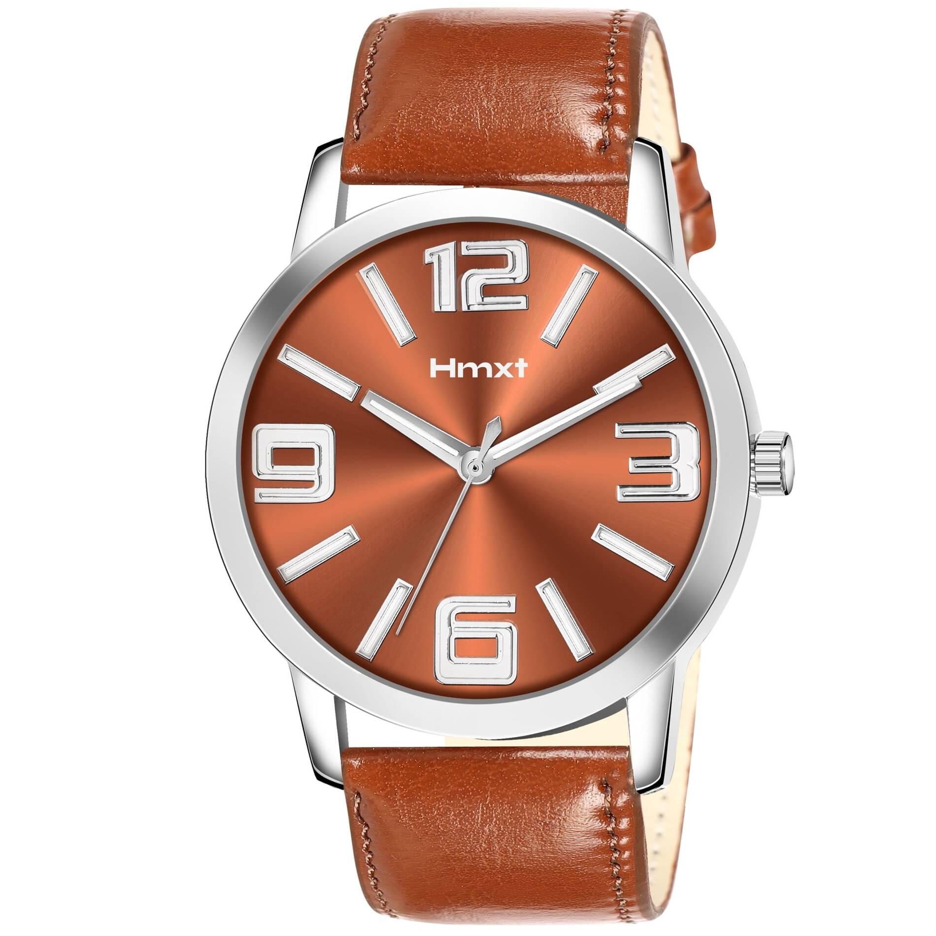     			HMXT Brown Leather Analog Men's Watch