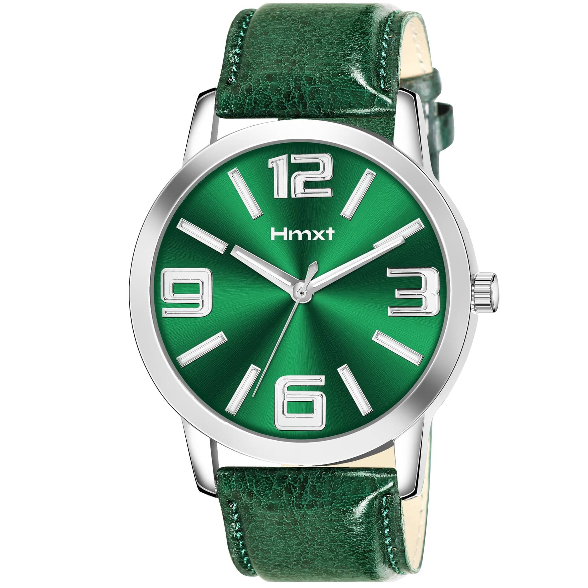     			HMXT Green Leather Analog Men's Watch