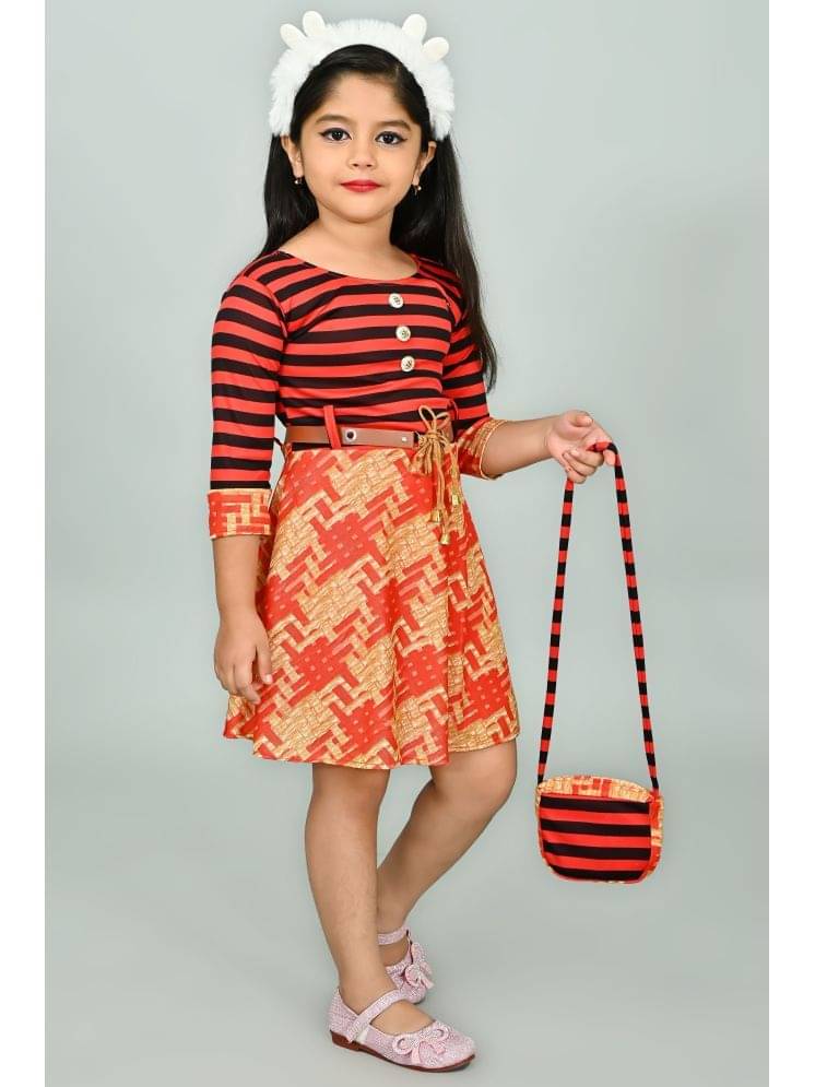     			JCT DRESSES Crepe A-line Dress For Girls ( Pack of 1 , Orange )
