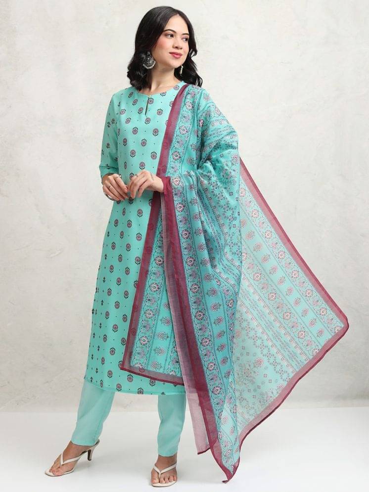     			Ketch Polyester Printed Kurti With Pants Women's Stitched Salwar Suit - Green ( Pack of 1 )