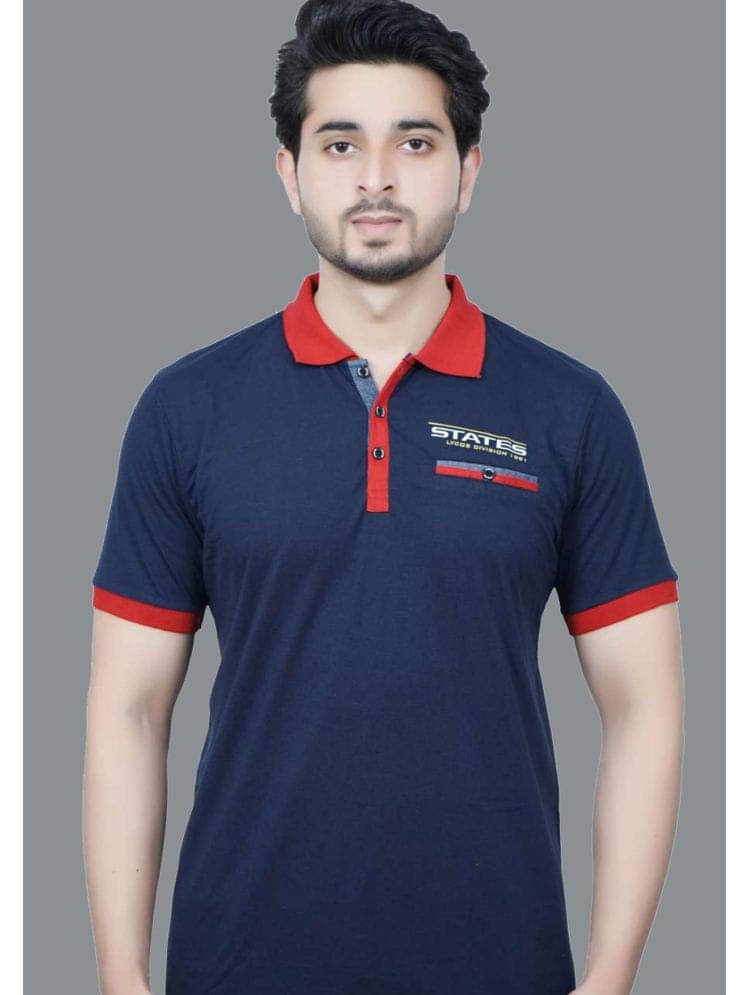 Lycos Pack of 1 Cotton Blend Regular Fit Colorblock Half Sleeves Men's Polo T Shirt ( Navy ) Lycos Pack of 1 Cotton Blend Regular Fit Colorblock Half Sleeves Men's Polo T Shirt ( Navy )