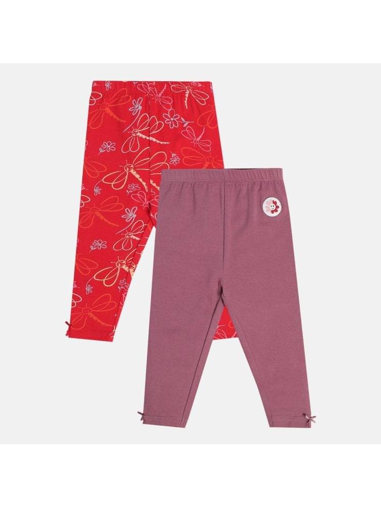     			MINI KLUB Pack of 2 Baby Girls Cotton Legging ( Multi )