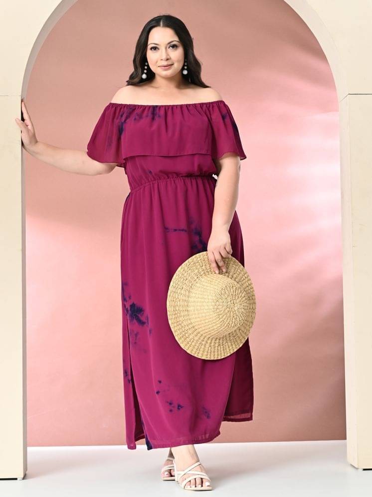PrettyPlus by Desinoor.com Georgette Printed Full Length Women's Gown - Wine ( Pack of 1 ) PrettyPlus by Desinoor.com Georgette Printed Full Length Women's Gown - Wine ( Pack of 1 )