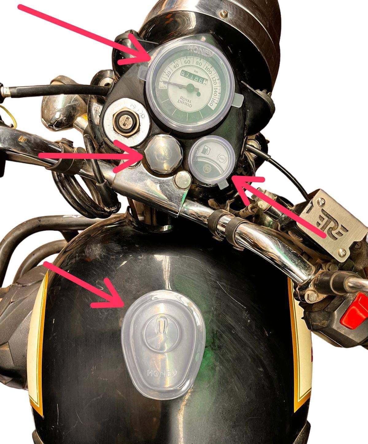Speedo Meter, AMP Meter and Tank Cap + Gear Shift Rubber+ Nut Cover for All Classic, Standard and Electra Model Speedo Meter, AMP Meter and Tank Cap + Gear Shift Rubber+ Nut Cover for All Classic, Standard and Electra Model