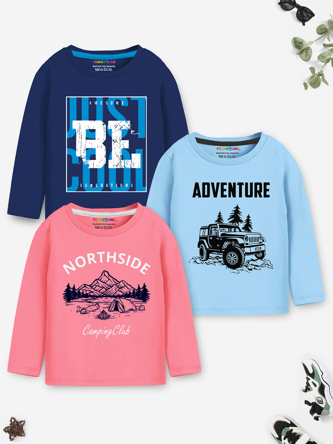 Trampoline Pack of 3 Boys Cotton Blend T-Shirt ( Multicolor )