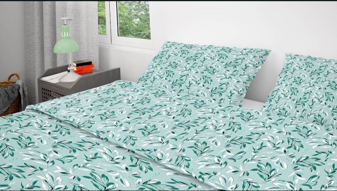     			VEAHOME Poly Cotton 1 Double Bedsheet with 2 Pillow Covers ( Blue )