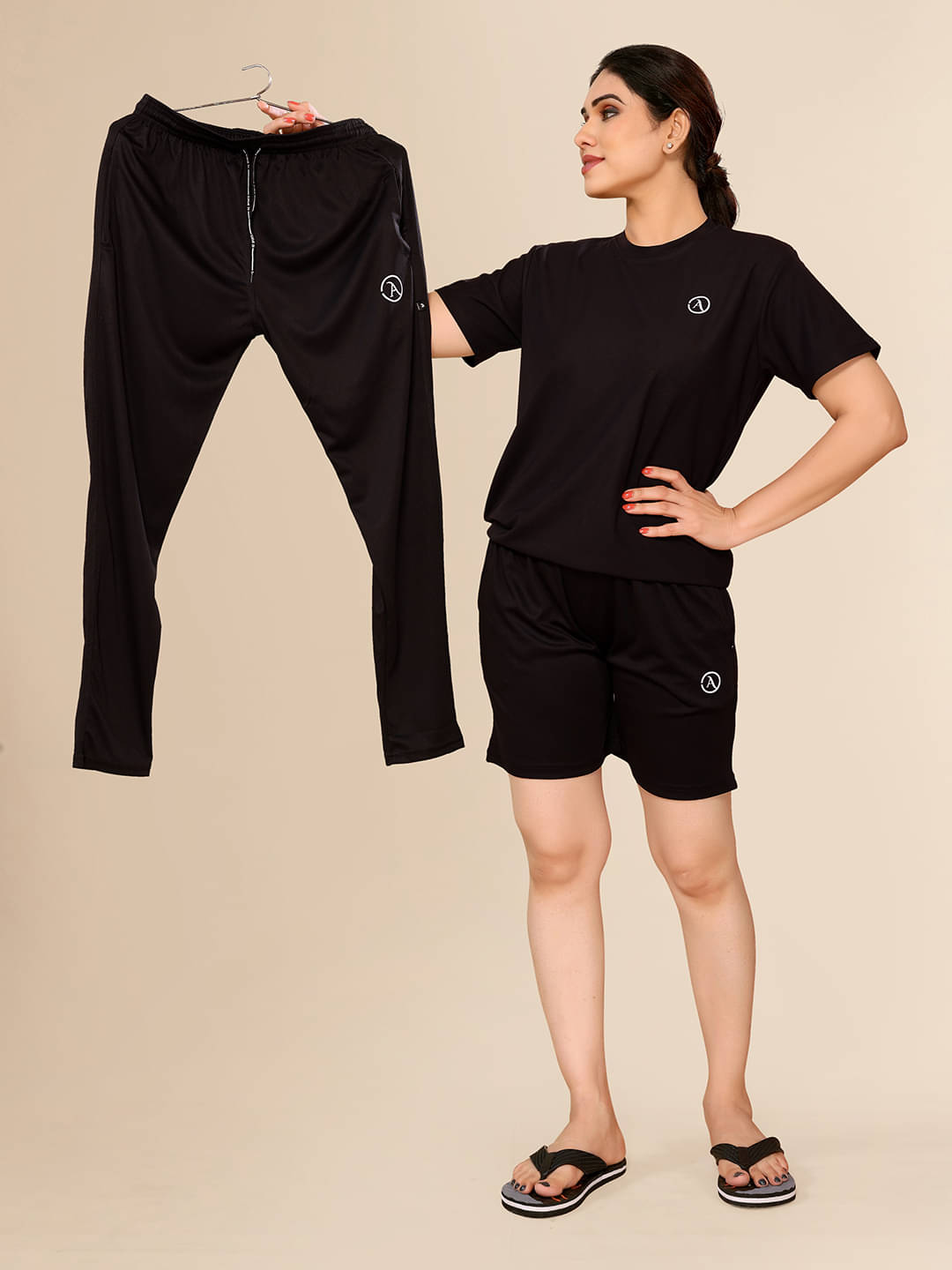 Anand Black Polyester Solid Tracksuit - Pack of 1 Anand Black Polyester Solid Tracksuit - Pack of 1