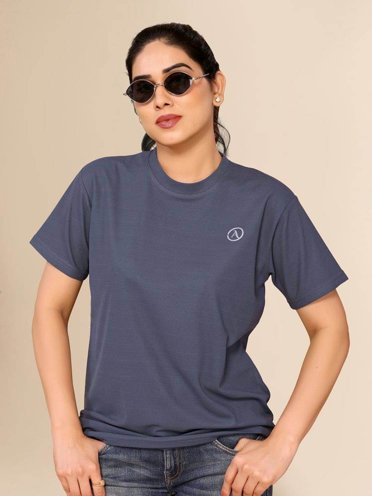     			Anand Women Lycra Solid Regular Fit Round Neck T-Shirt ( Grey )