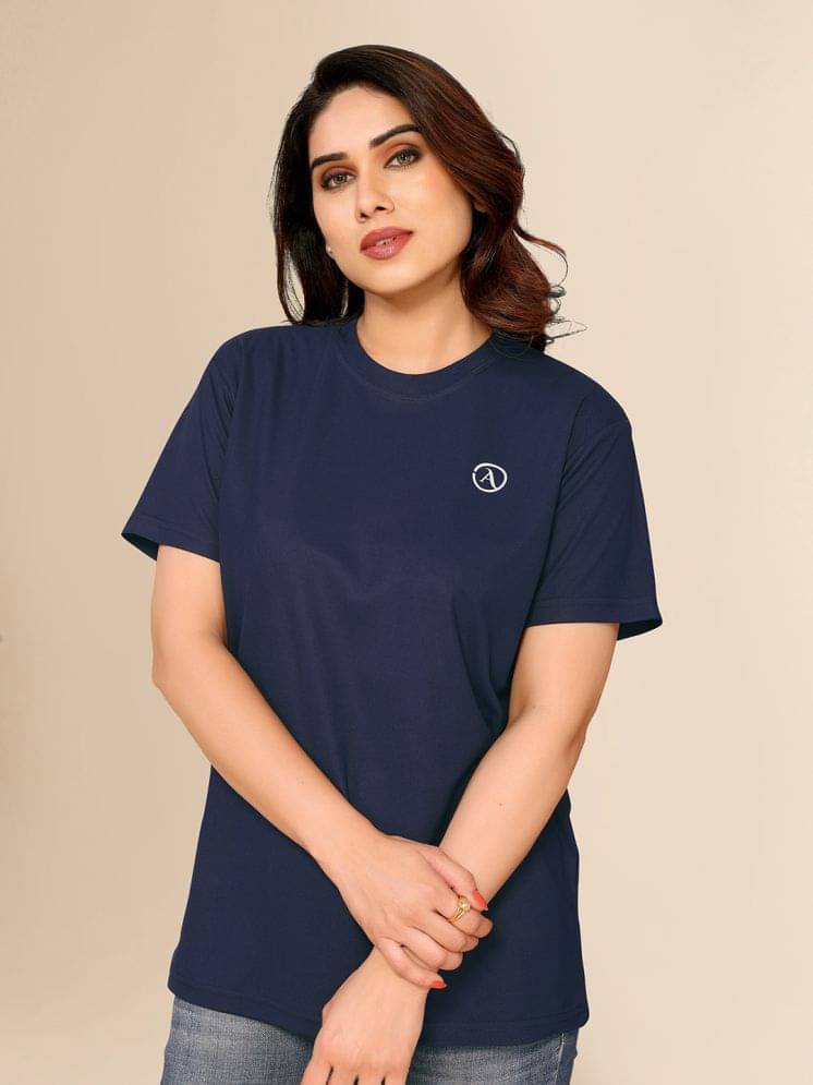     			Anand Women Lycra Solid Regular Fit Round Neck T-Shirt ( Navy Blue )