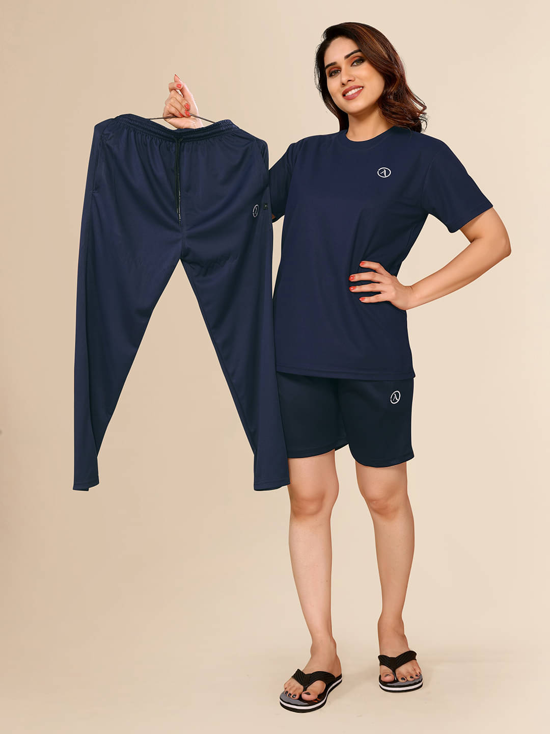     			Anand Navy Polyester Solid Tracksuit - Pack of 1