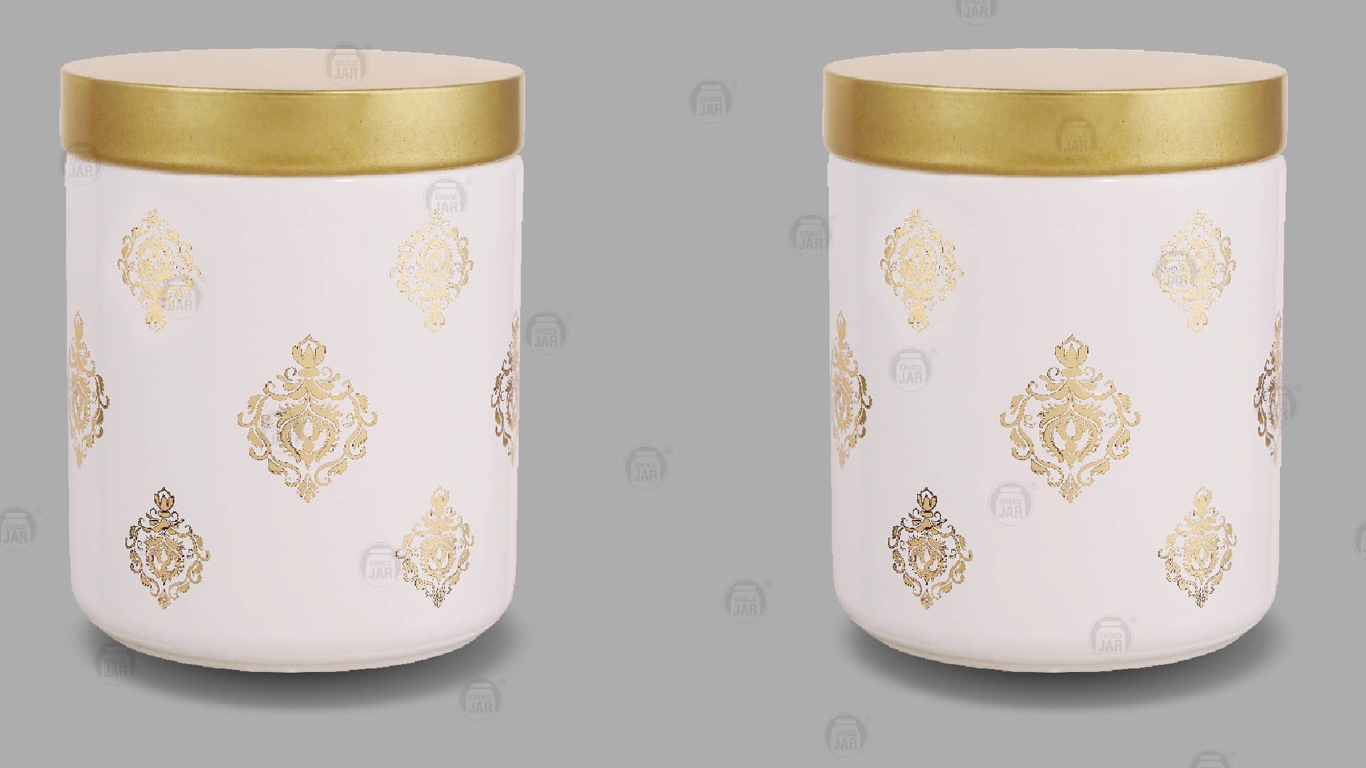 CROCO JAR Glass Gold Cookie Container ( Set of 2 )