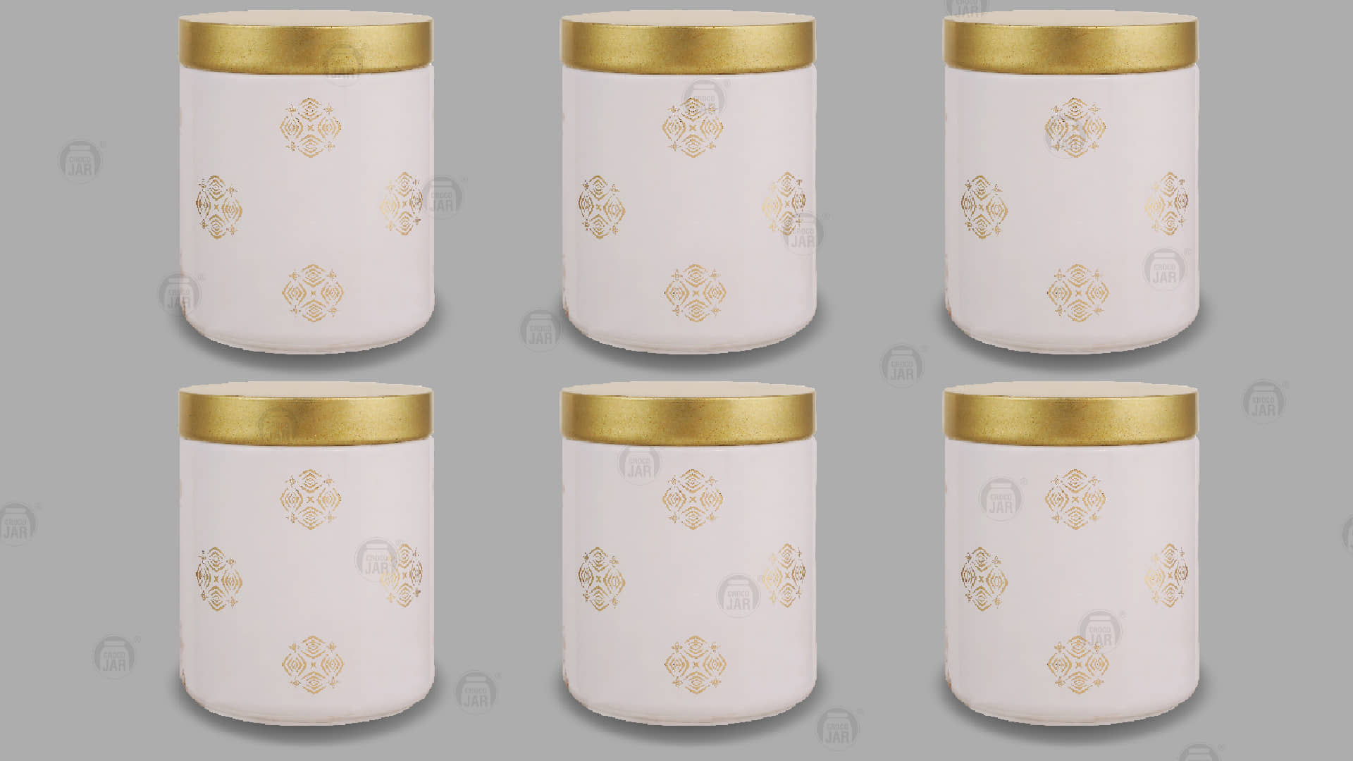 CROCO JAR Glass Gold Cookie Container ( Set of 6 )