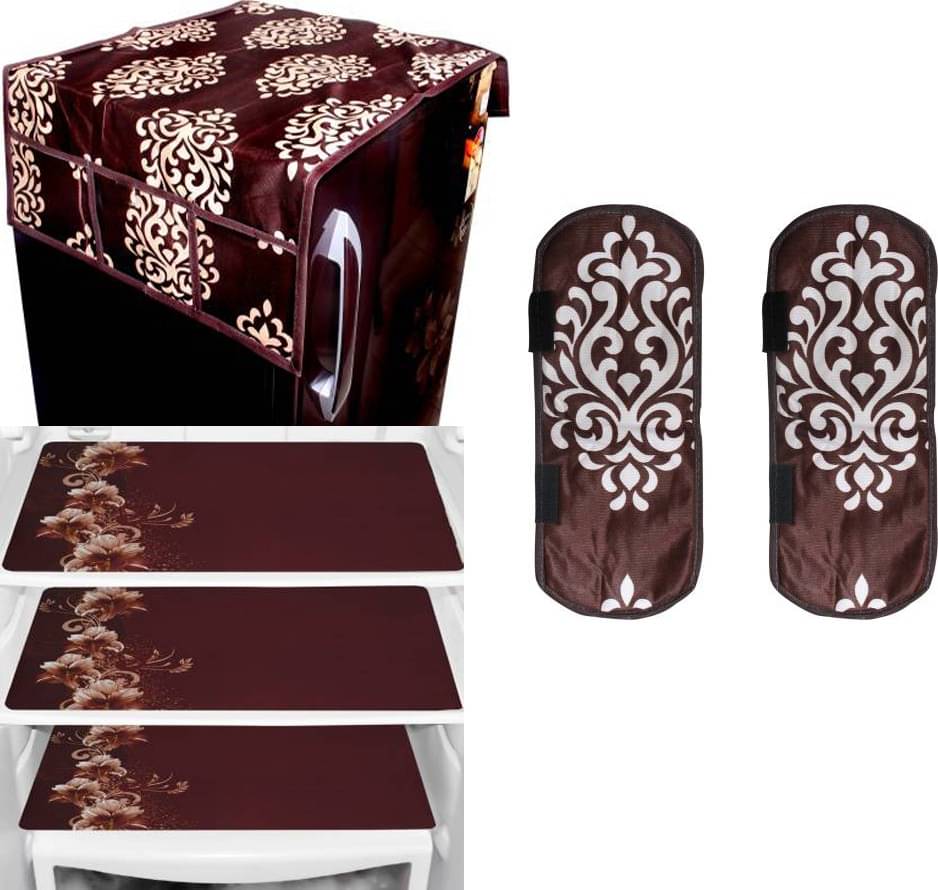     			Fabolic Polyester Abstract Fridge Mat & Cover ( 97 54 ) Pack of 6 - Brown