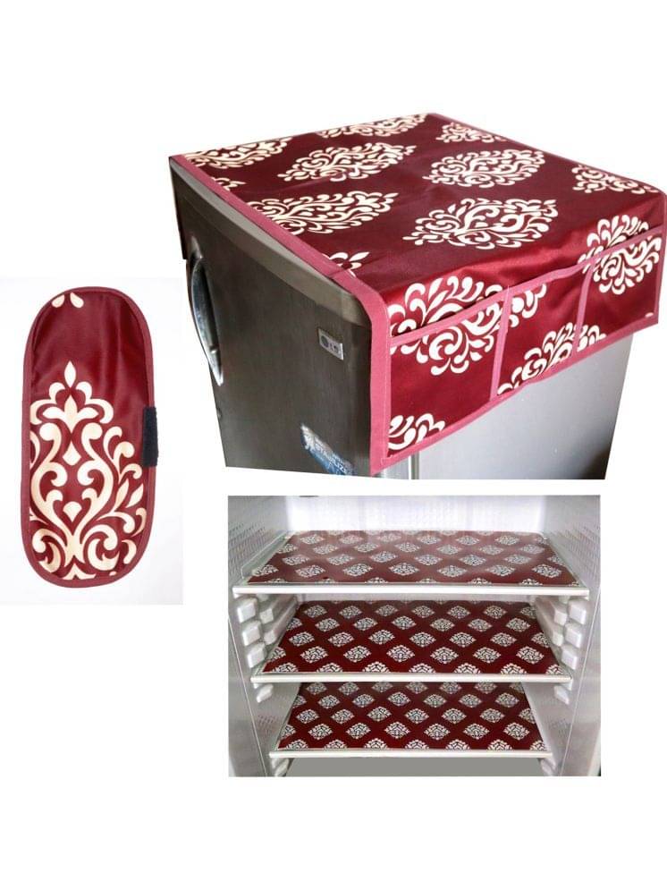 Fabolic Polyester Abstract Fridge Mat & Cover ( 97 54 ) Pack of 5 - Maroon Fabolic Polyester Abstract Fridge Mat & Cover ( 97 54 ) Pack of 5 - Maroon