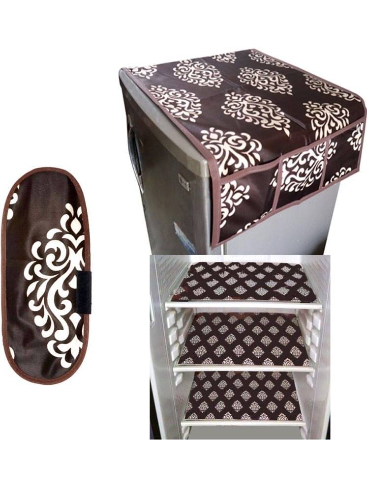 Fabolic Polyester Abstract Fridge Mat & Cover ( 97 54 ) Pack of 5 - Brown Fabolic Polyester Abstract Fridge Mat & Cover ( 97 54 ) Pack of 5 - Brown