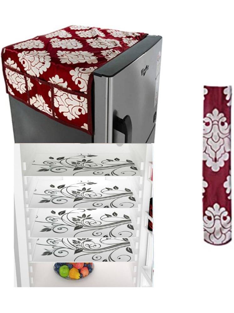     			Fabolic Polyester Abstract Fridge Mat & Cover ( 97 54 ) Pack of 6 - Maroon
