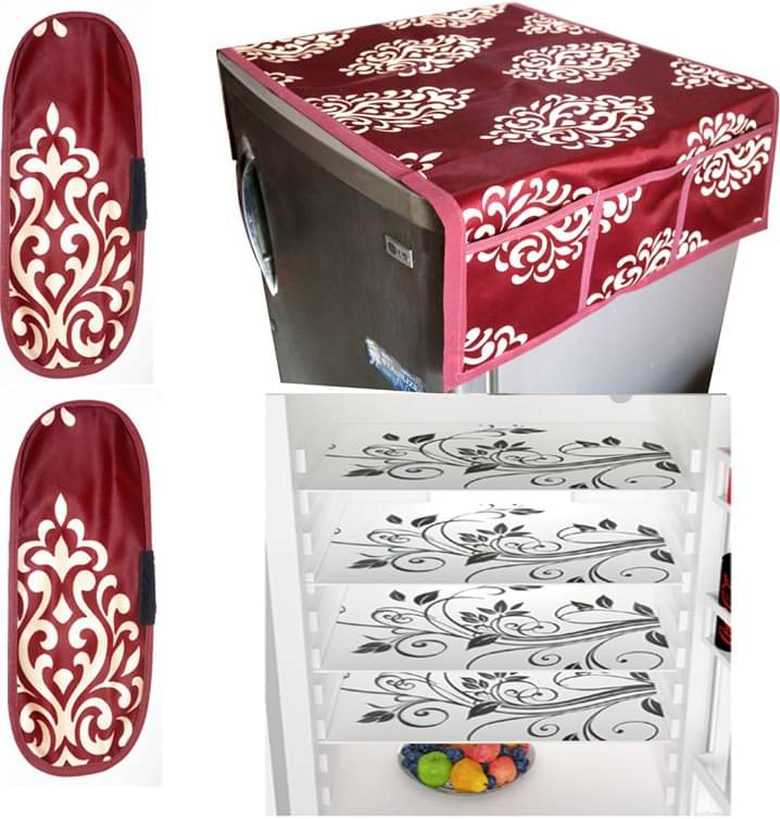 Fabolic Polyester Abstract Fridge Mat & Cover ( 97 54 ) Pack of 6 - Maroon Fabolic Polyester Abstract Fridge Mat & Cover ( 97 54 ) Pack of 6 - Maroon