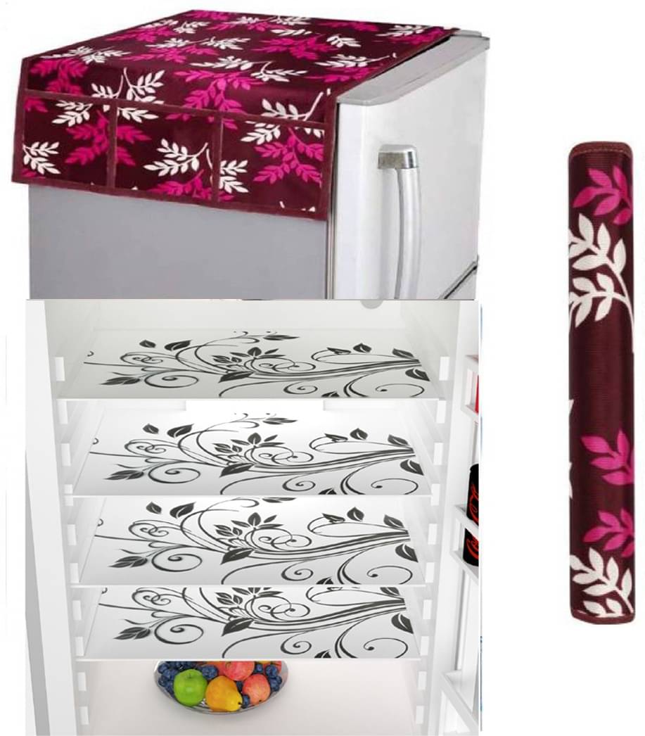     			Fabolic Polyester Nature Fridge Mat & Cover ( 97 54 ) Pack of 6 - Purple