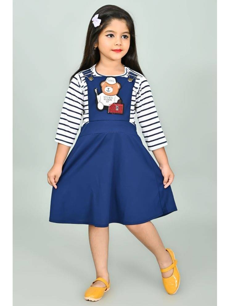 JCT DRESSES Girls Crepe Dungarees For ( Pack of 1 , Blue ) JCT DRESSES Girls Crepe Dungarees For ( Pack of 1 , Blue )