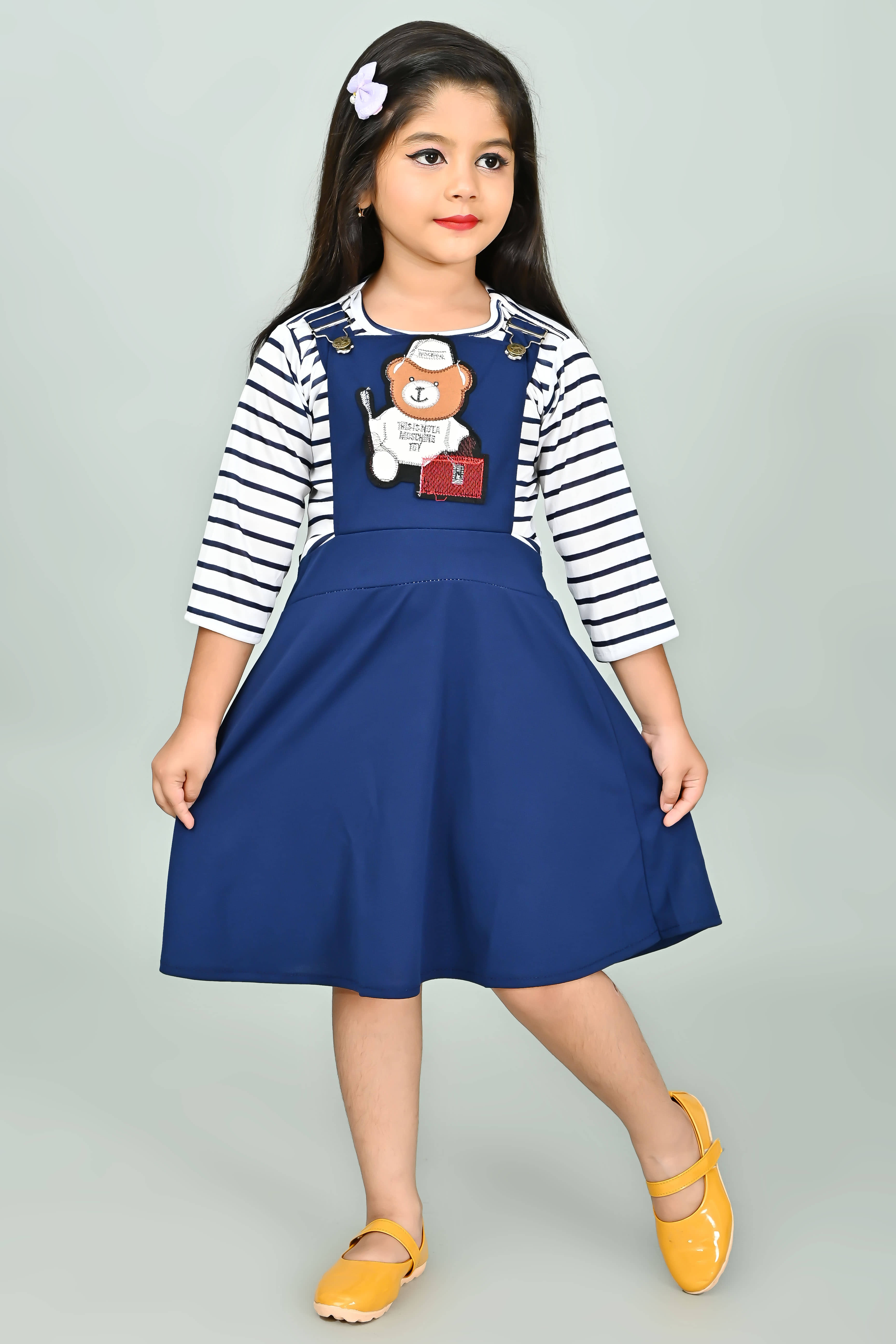 JCT DRESSES Girls Crepe Dungarees For ( Pack of 1 , Blue )