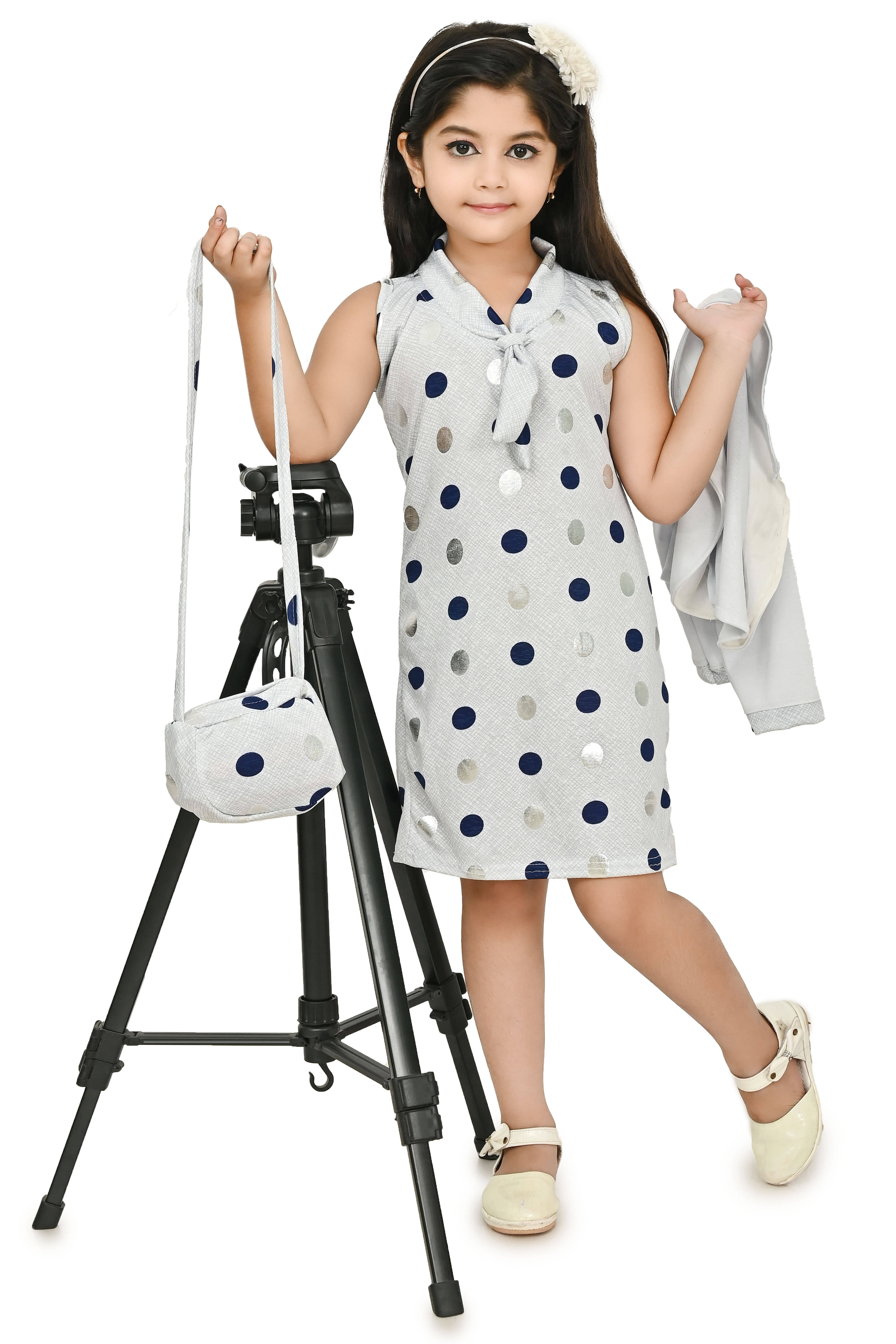 JCT DRESSES Crepe A-line Dress For Girls ( Pack of 1 , Grey )