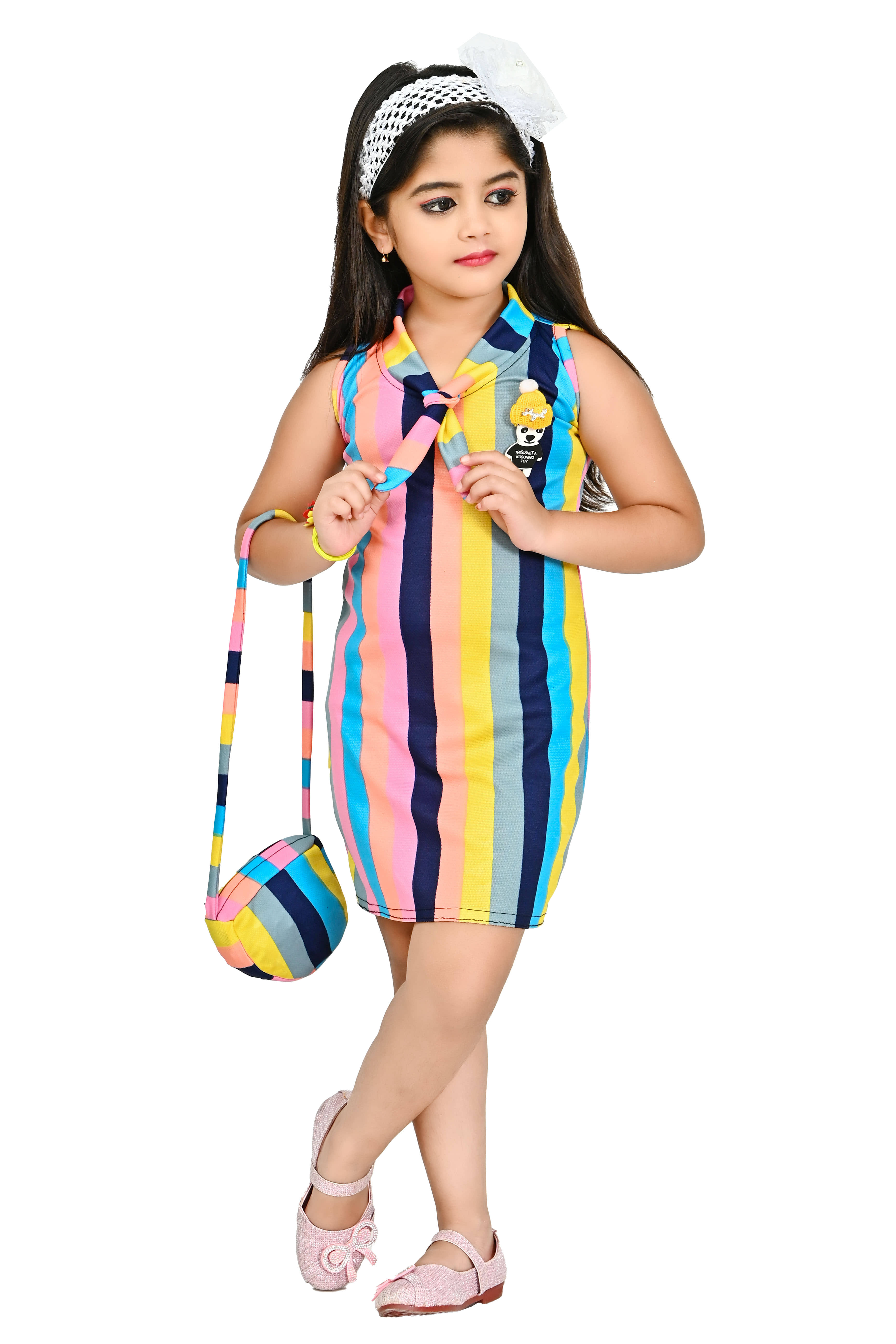 JCT DRESSES Crepe A-line Dress For Girls ( Pack of 1 , Multicolor )