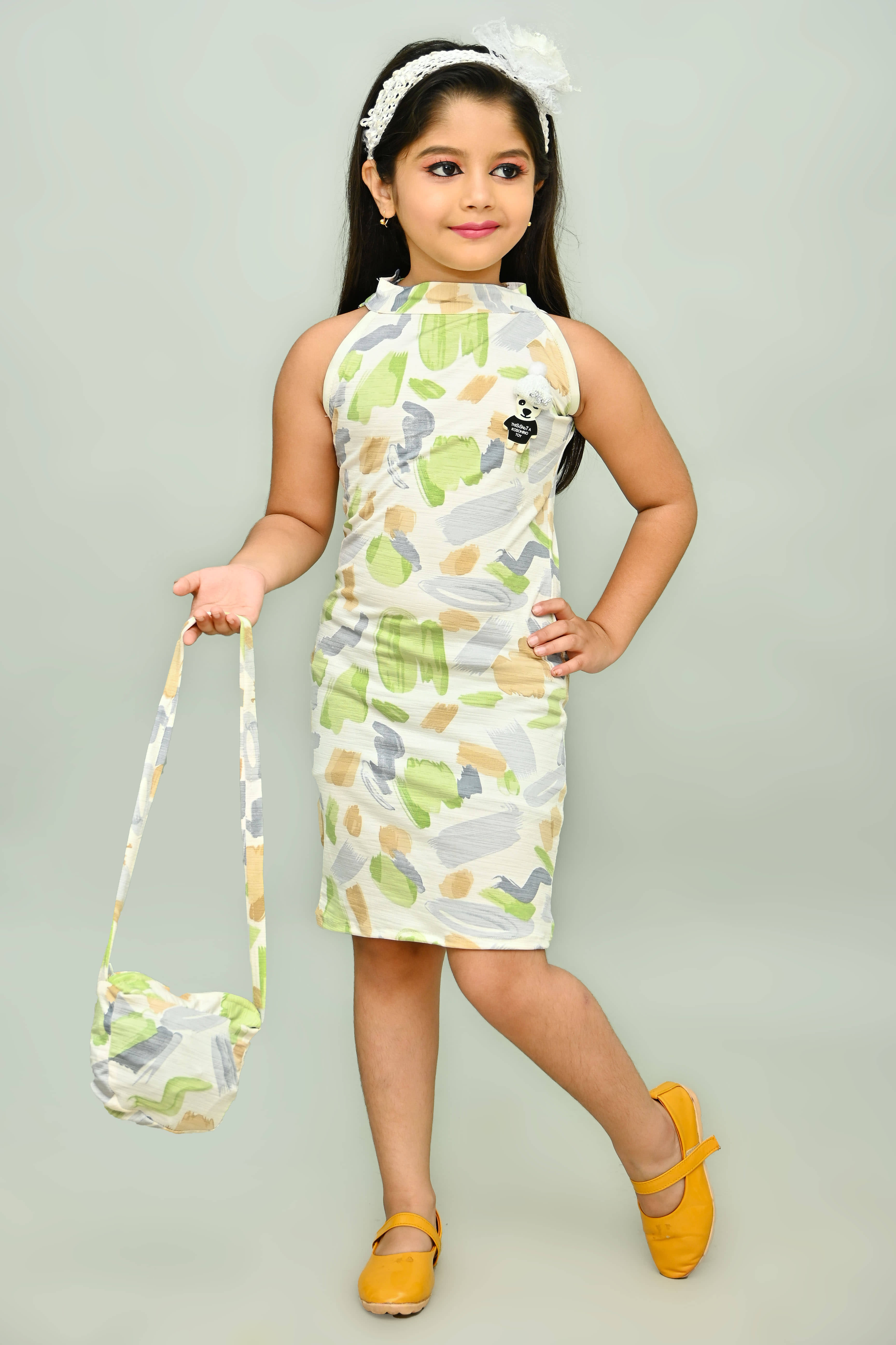 JCT DRESSES Crepe A-line Dress For Girls ( Pack of 1 , Multicolor )