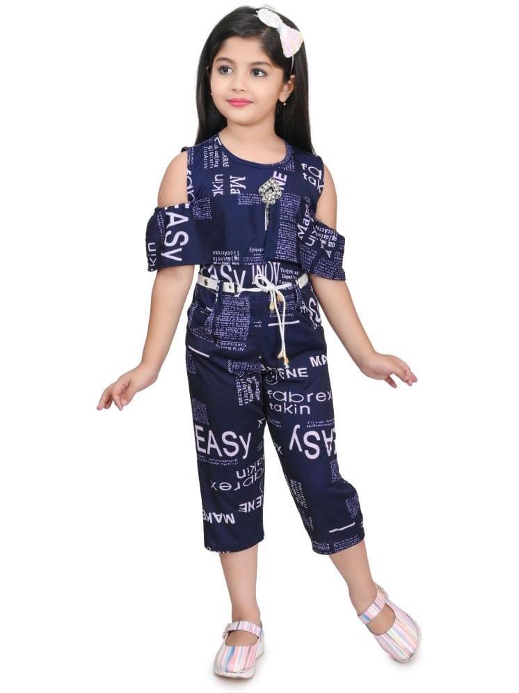     			JCT DRESSES Girls Crepe Capri Jumpsuit ( Pack of 1 , Navy Blue )