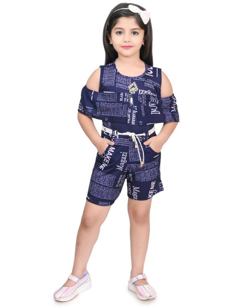     			JCT DRESSES Girls Crepe Playsuit ( Pack of 1 , Navy Blue )