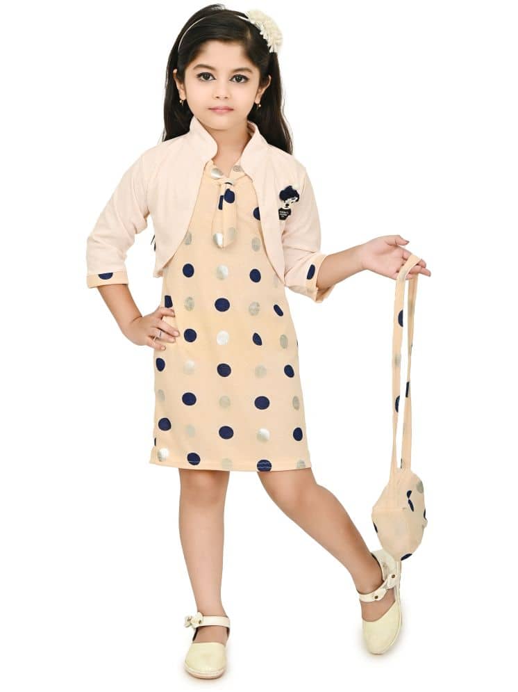 JCT DRESSES Crepe A-line Dress For Girls ( Pack of 1 , Orange )