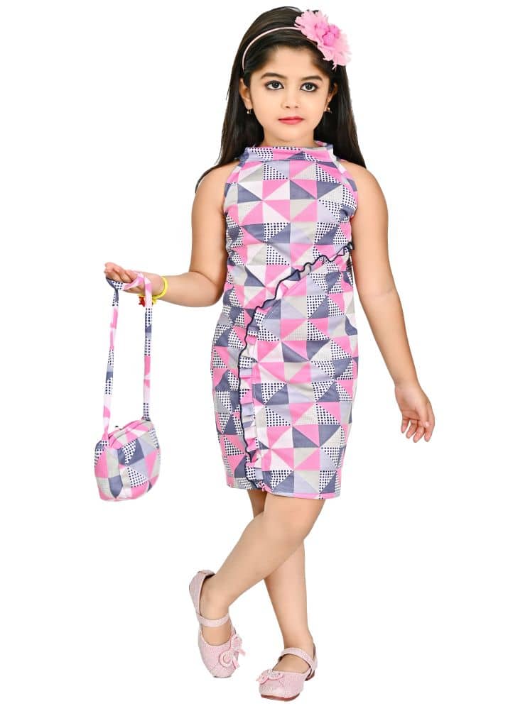 JCT DRESSES Crepe A-line Dress For Girls ( Pack of 1 , Pink )