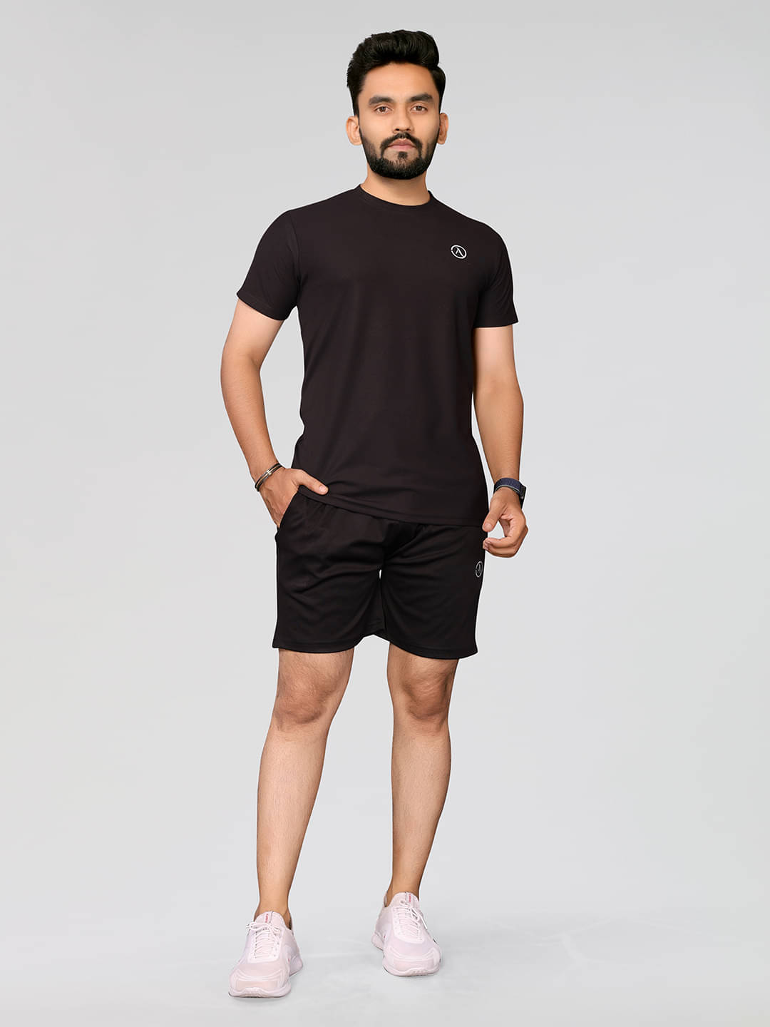     			Kashvi Men's T-shirt With Shorts Co-Ords Set ( Pack of 1 , Black )