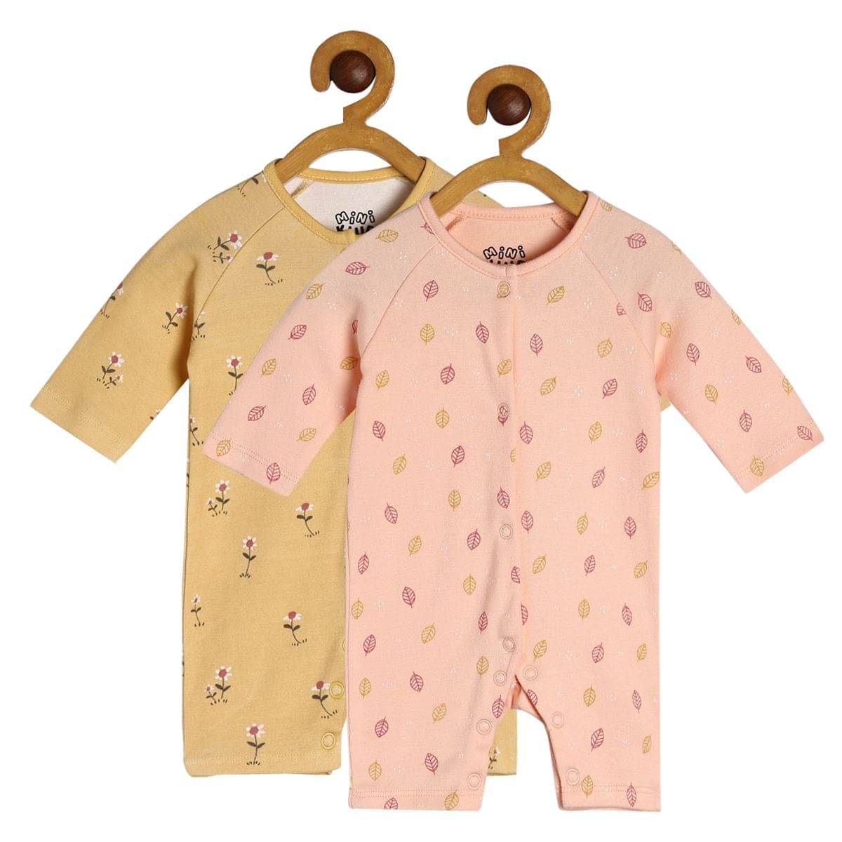 MINI KLUB Multi Color Cotton Rompers For Baby Girl ( Pack of 2 ) MINI KLUB Multi Color Cotton Rompers For Baby Girl ( Pack of 2 )