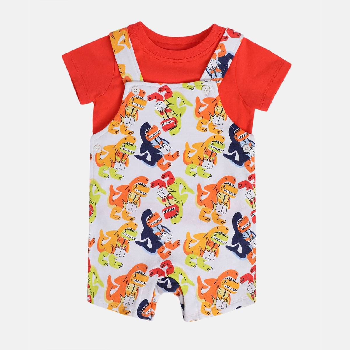     			MINI KLUB Pack of 1 Baby Boys Cotton Dungaree Sets ( Red )