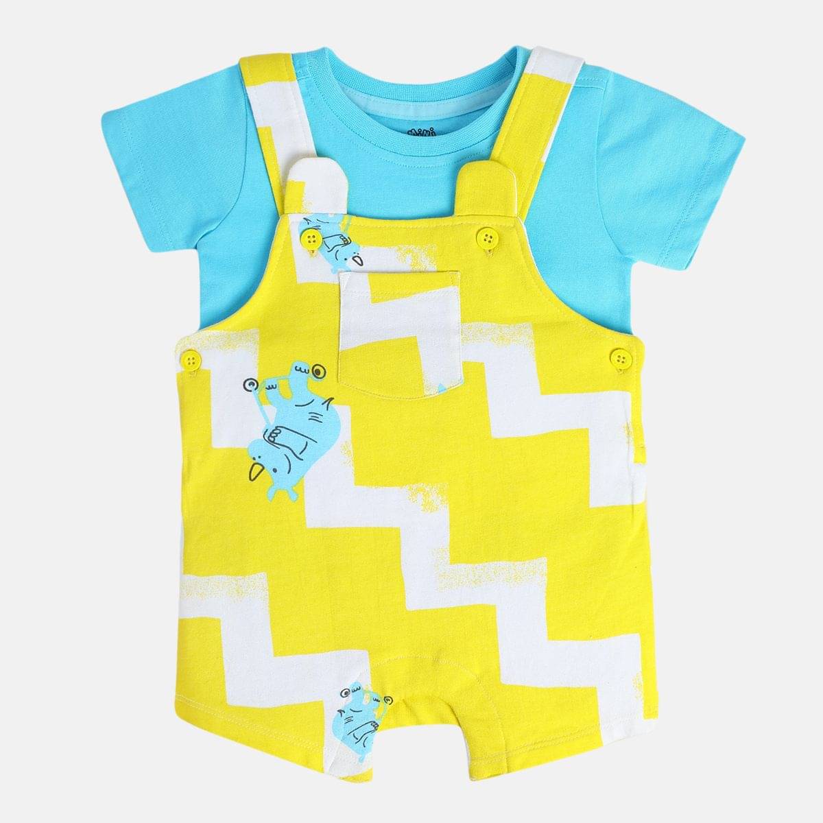     			MINI KLUB Pack of 1 Baby Boys Cotton Dungaree Sets ( Yellow )