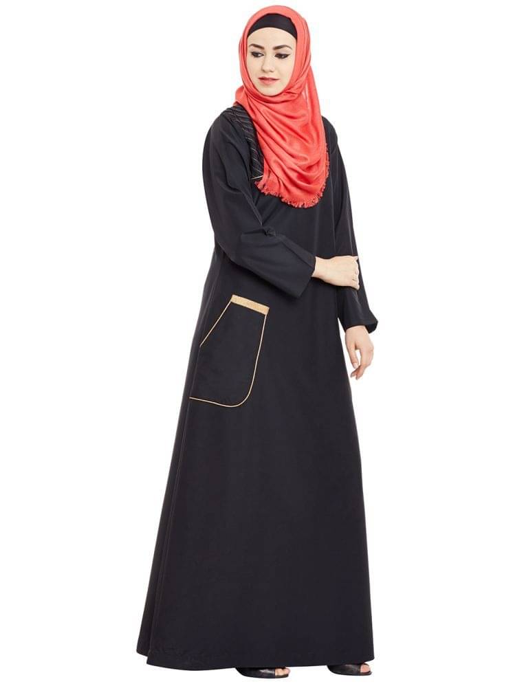 Momin Libas Black Polyester Stitched Burqas without Hijab - Single Momin Libas Black Polyester Stitched Burqas without Hijab - Single
