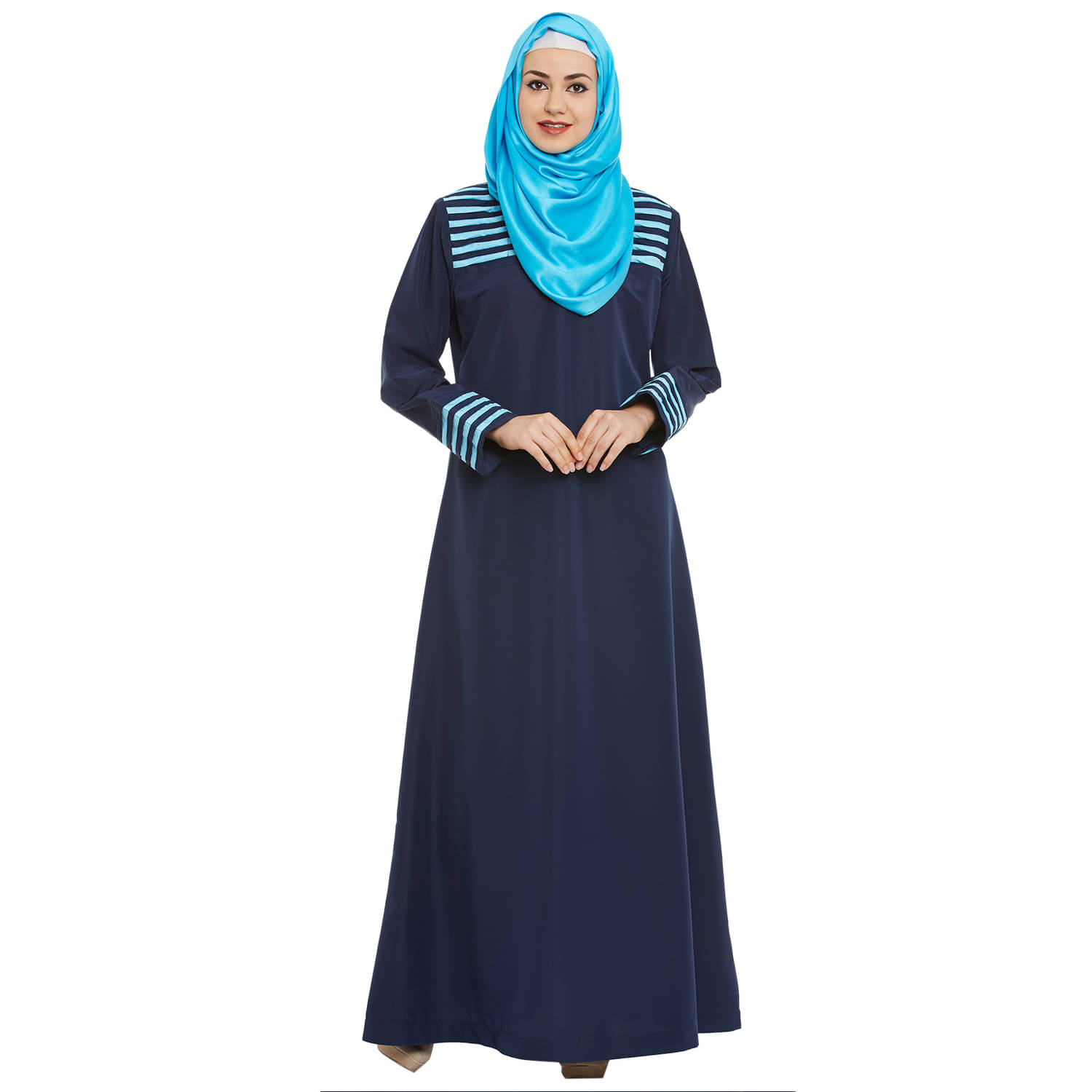     			Momin Libas Blue Polyester Stitched Burqas without Hijab - Single