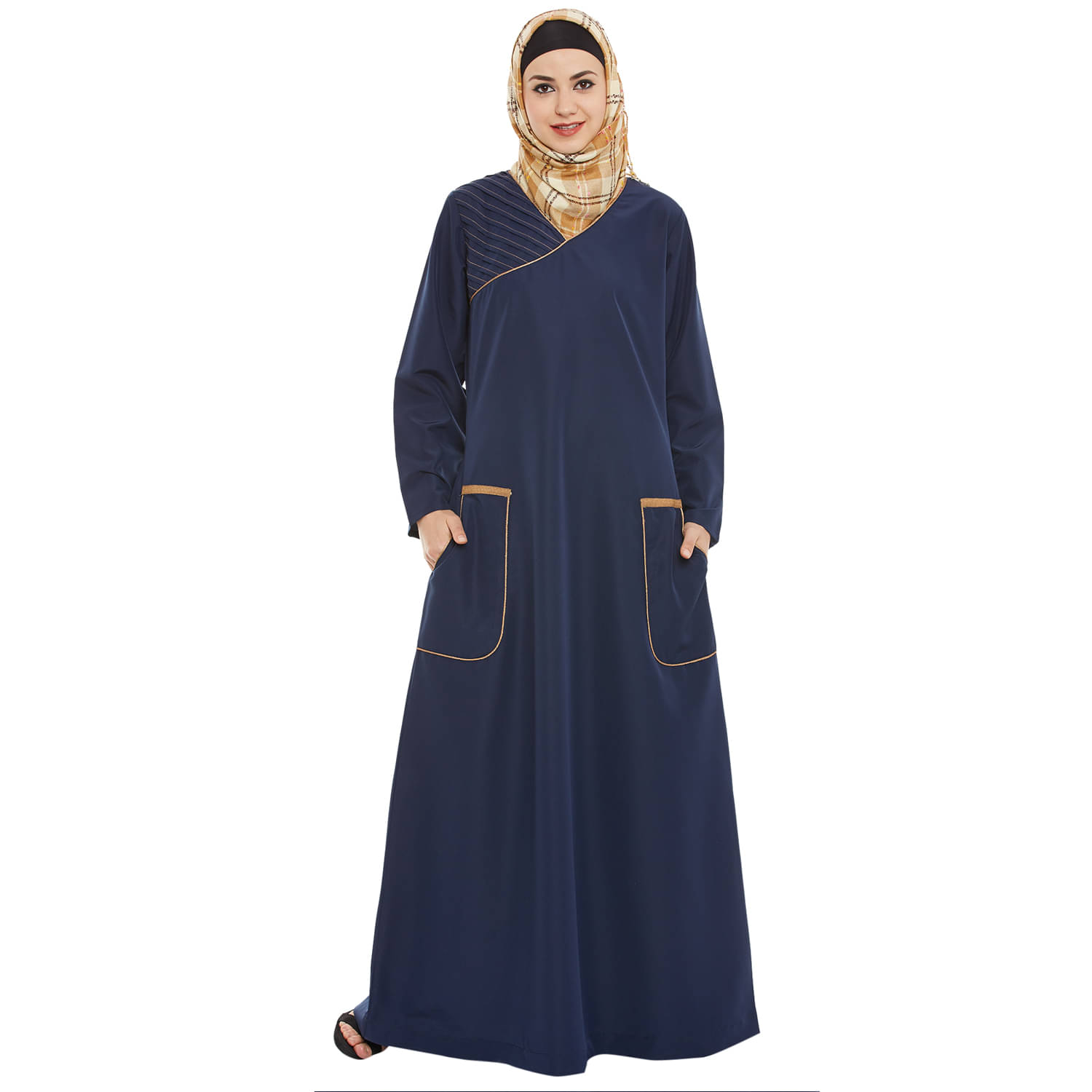 Momin Libas Blue Polyester Stitched Burqas without Hijab - Single Momin Libas Blue Polyester Stitched Burqas without Hijab - Single