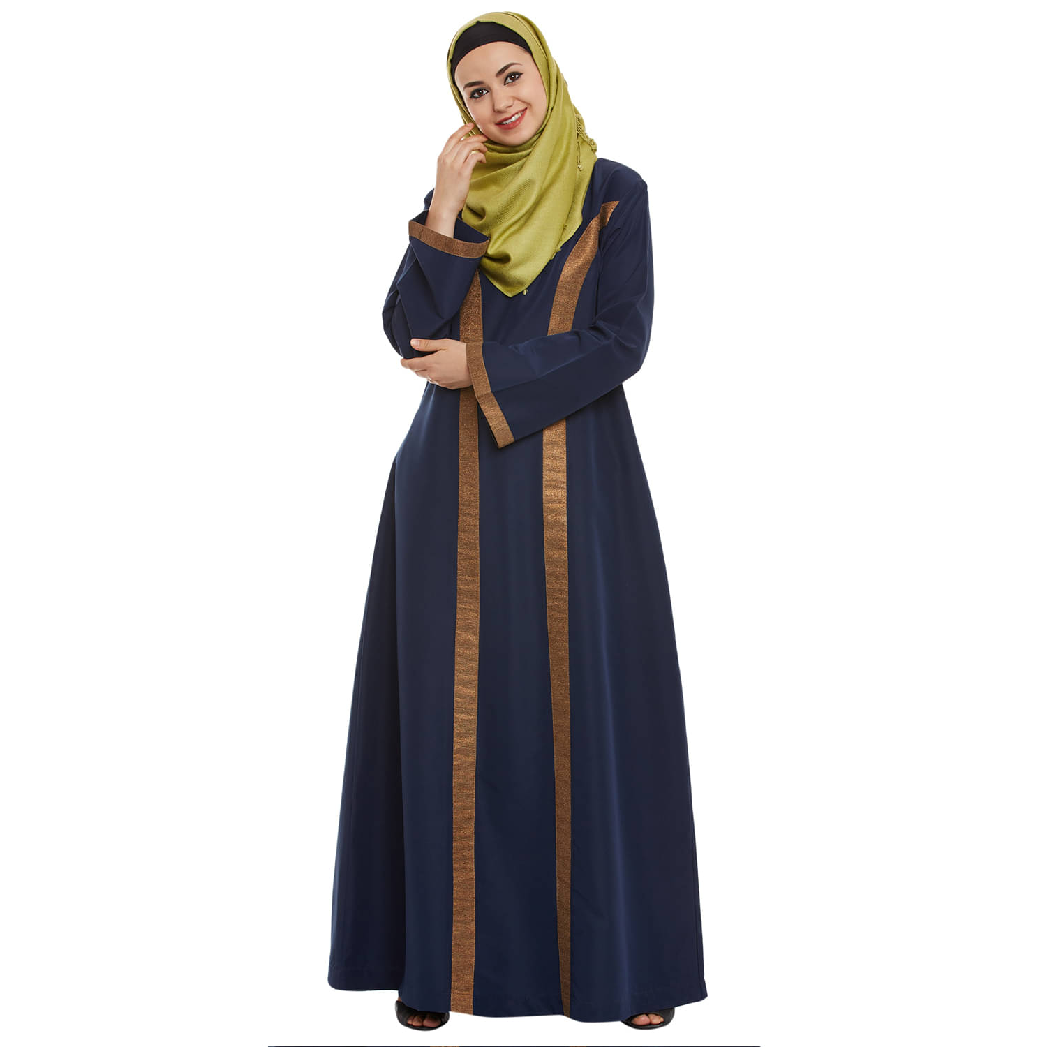 Momin Libas Blue Polyester Stitched Burqas without Hijab - Single Momin Libas Blue Polyester Stitched Burqas without Hijab - Single