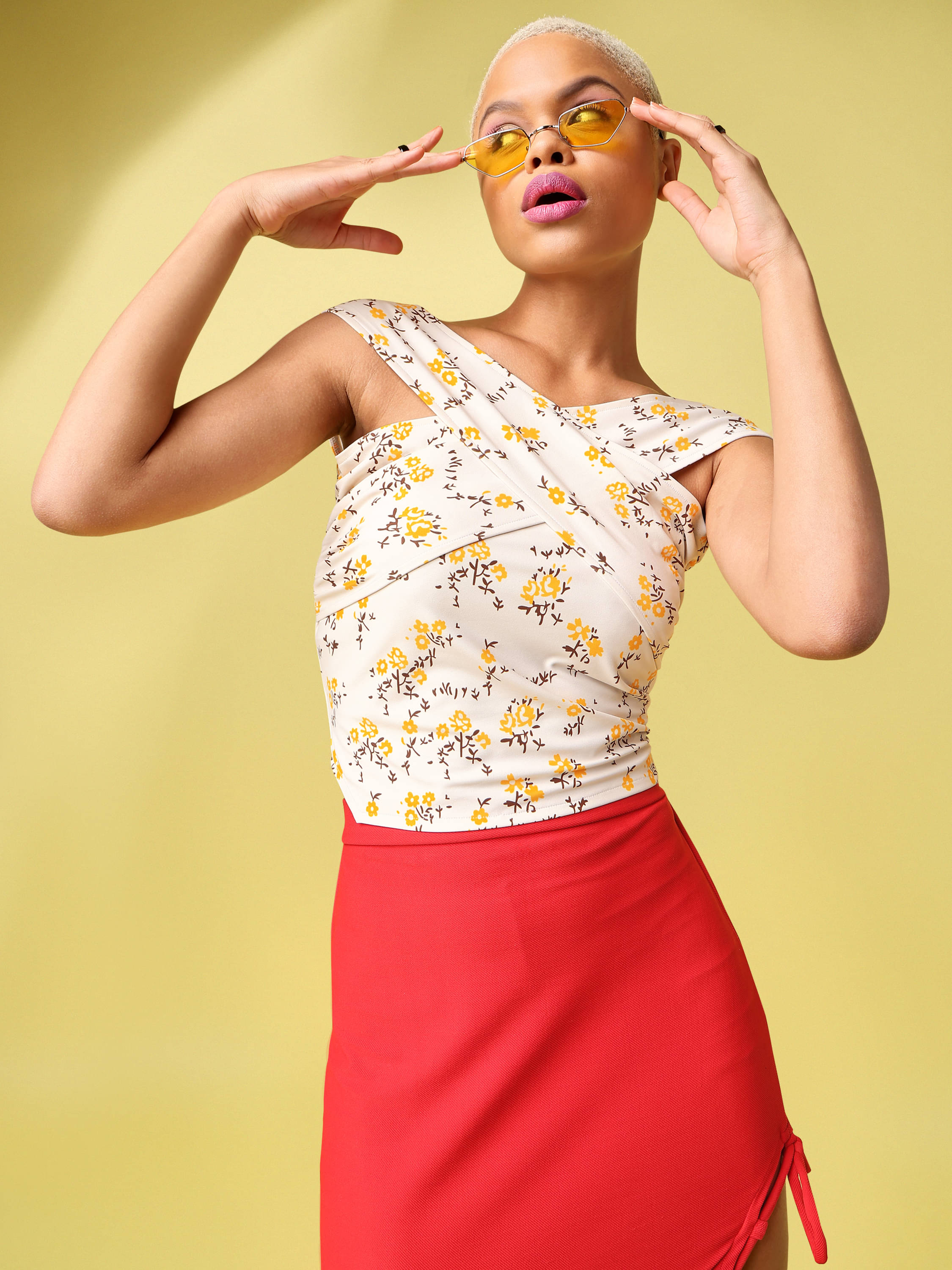 PURVAJA Women's Polyester Crop Top ( Yellow )     			PURVAJA Women's Polyester Crop Top ( Yellow )